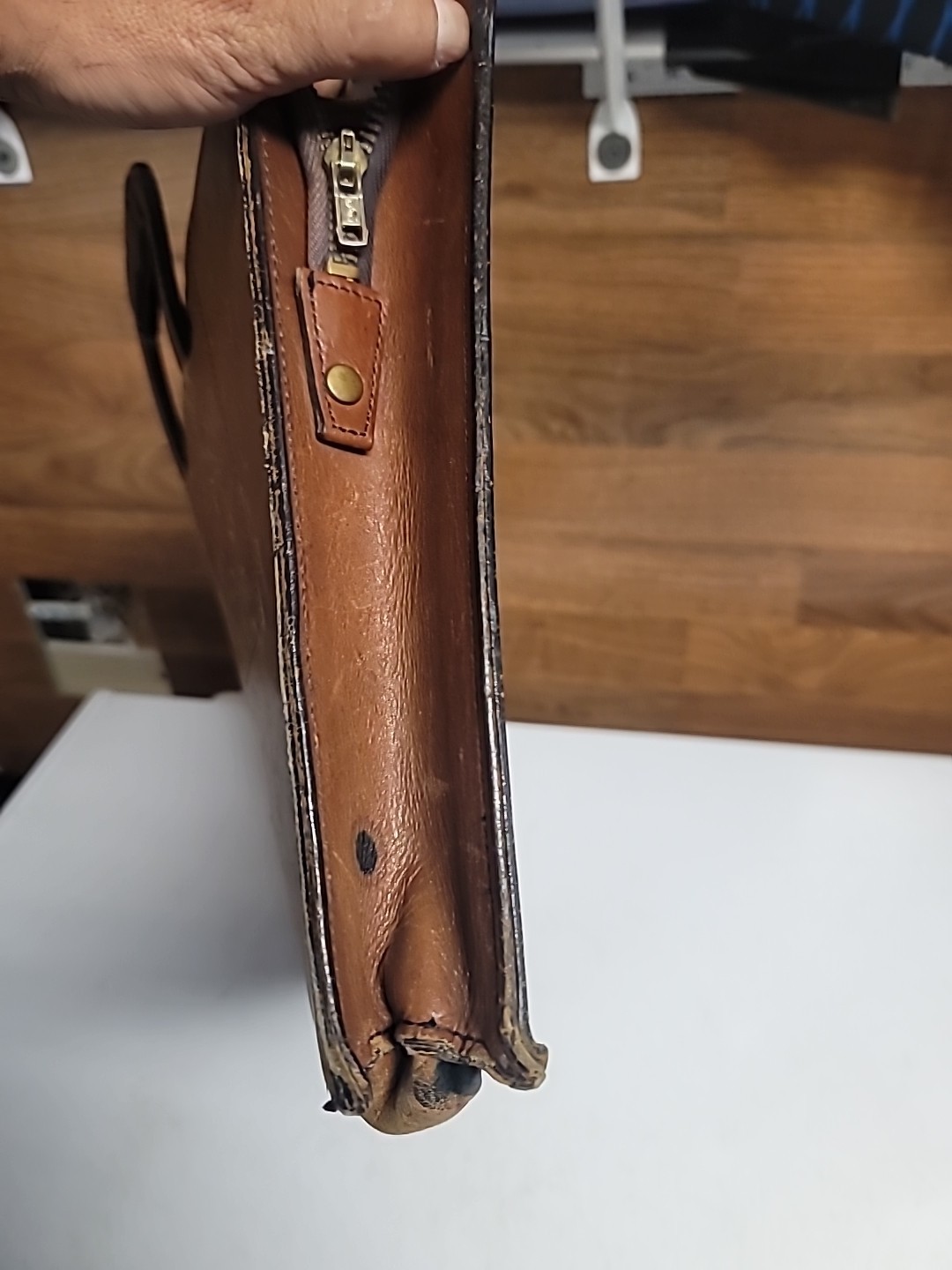 Vintage Schlesinger Brothers Brown Leather Briefcase / Portfolio 1970’s-80’s
