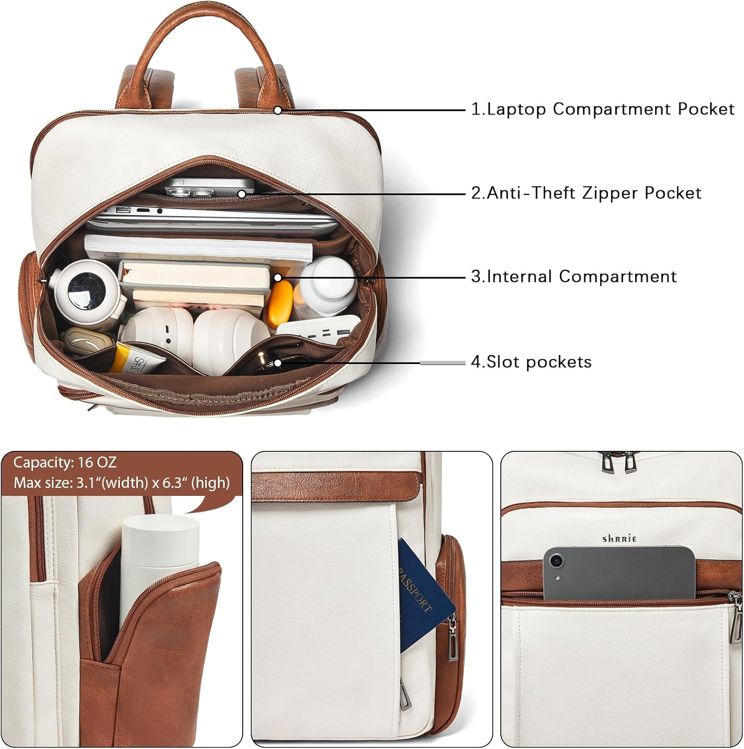 Chic Vegan Leather 17″ Laptop Backpack for Women – Travel Ready Purse