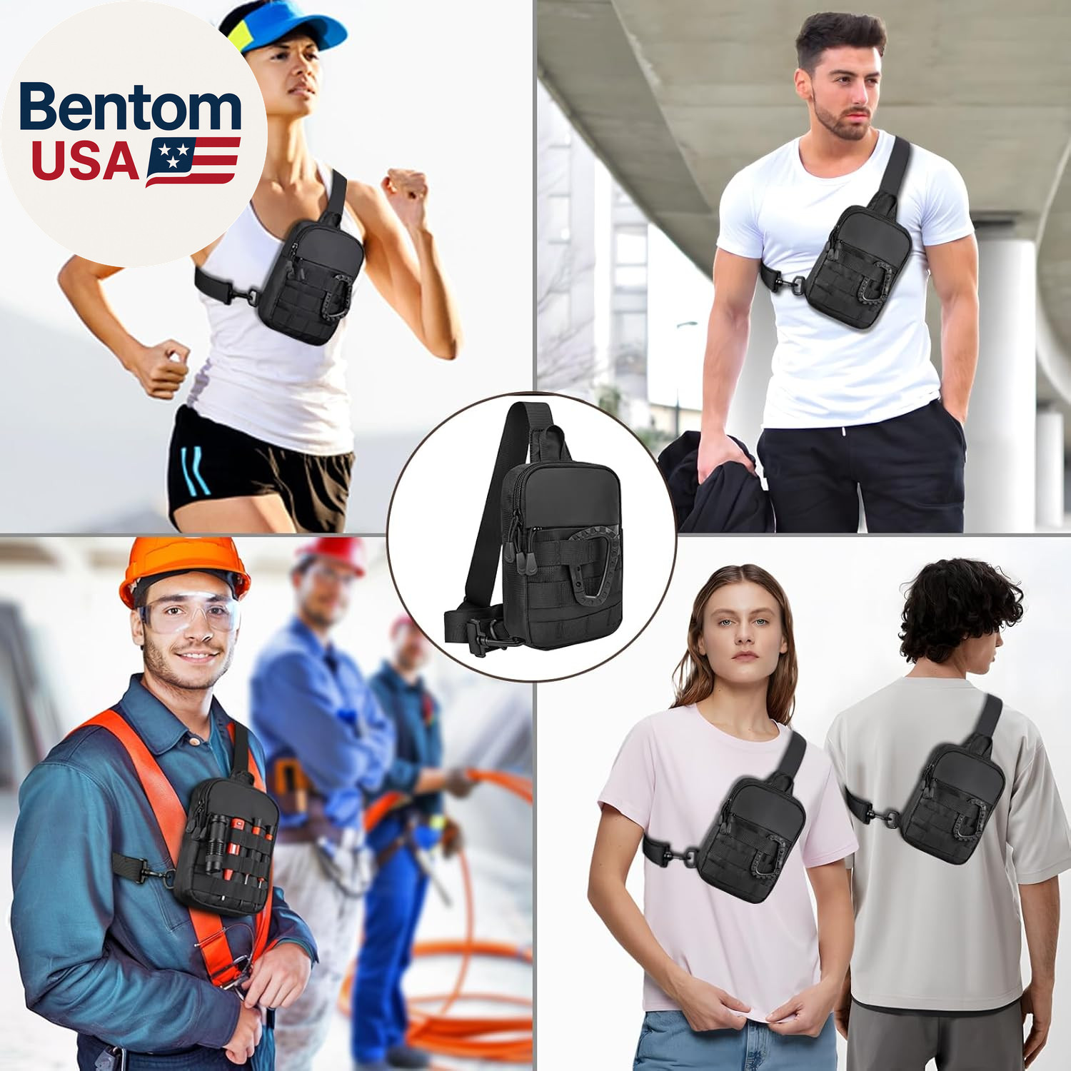 Small Sling Bag for Men, Tactical Inspired Waterproof Utility EDC Mini Crossbody