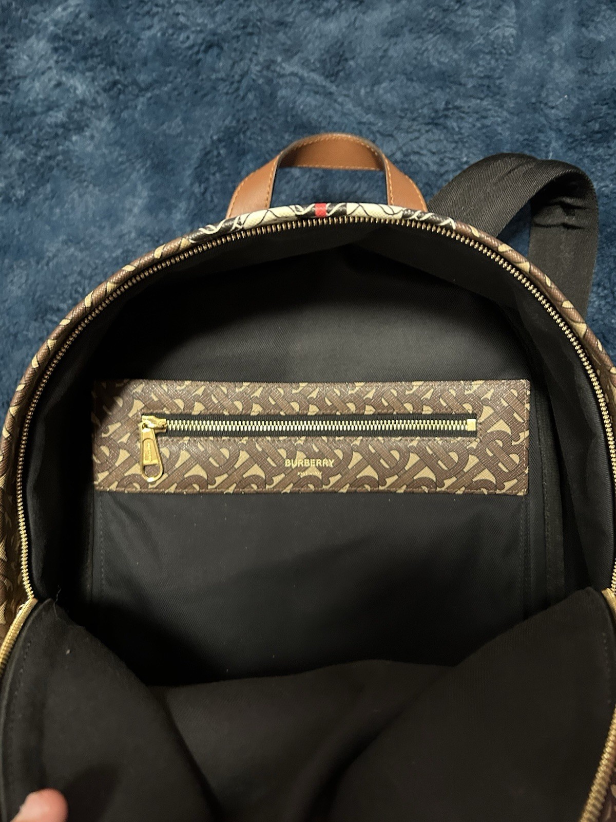 Burberry Medium London Check Monogram Stripe Backpack Bridle Brown