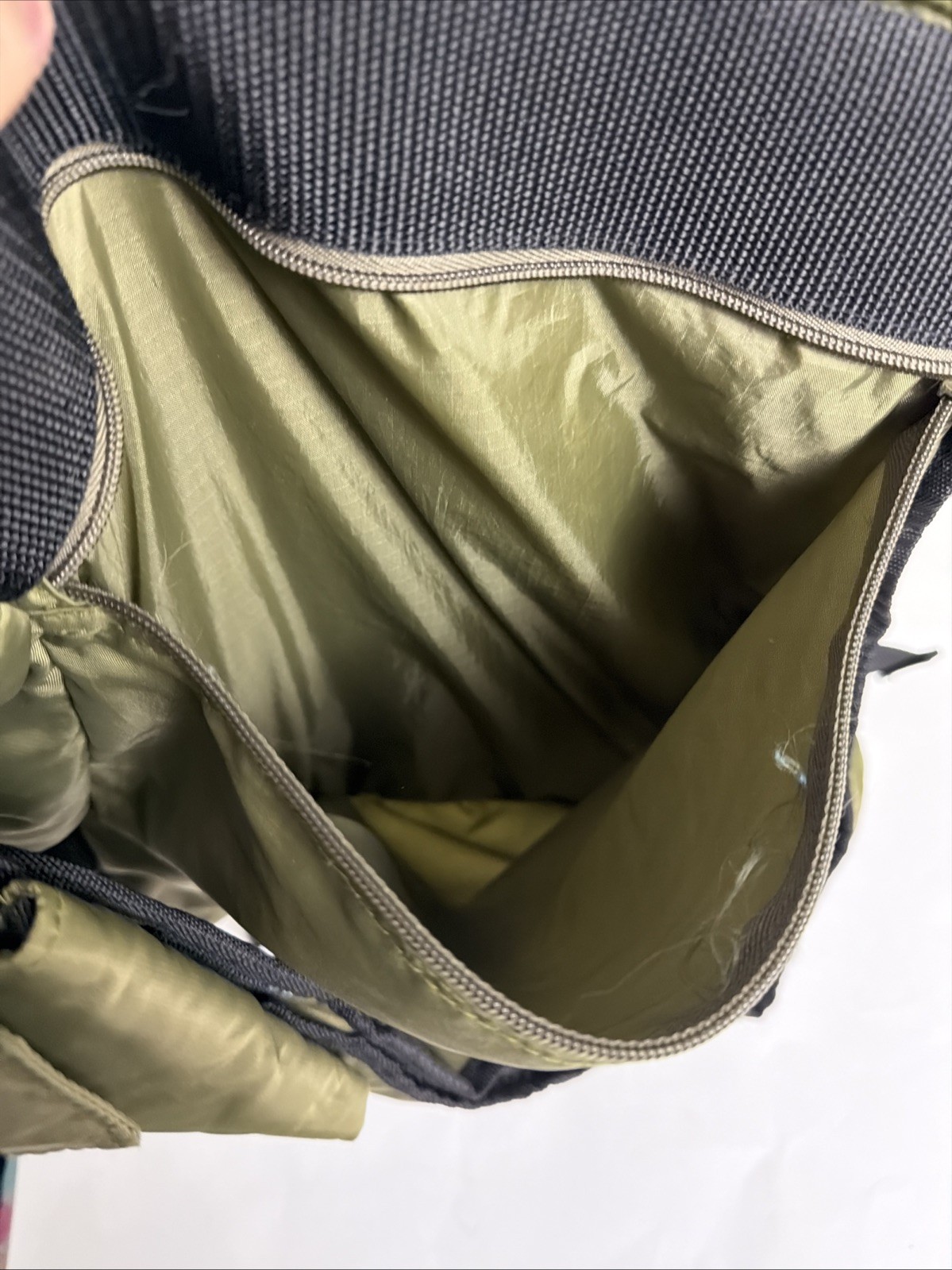 Toppers Brand Army green Polyester Sling Bag Hook Loop 13x11x5