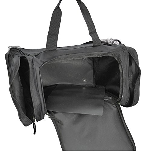 Medium Black Polyester Duffel Bag with Mesh Pockets and Shoulder Strap 17x9x9