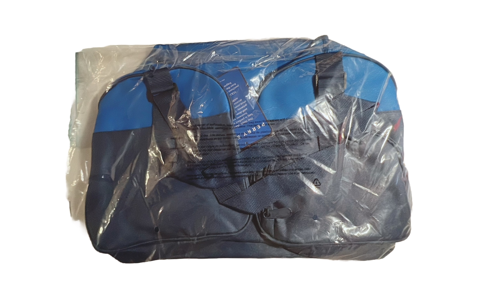 Perry Ellis-Navy Blue/Light Blue-Gym/ Business Duffel Bag-(NEW IN PLASTIC WRAP)