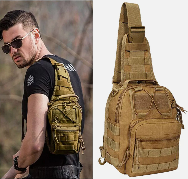 Mens Backpack Tactical Sling Shoulder Bag Molle Travel Chest Pack Outdoor Hiking