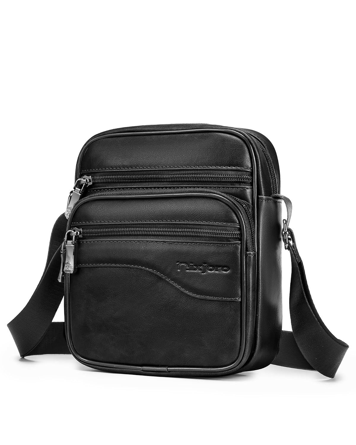 Vegan Leather Mens Small Cross Body Messenger Satchel Shoulder Sling Bag