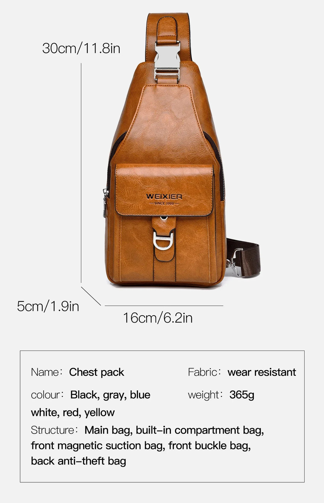New Men’s Bag High Quality PU Leather Men’s Chest Bag Simple Waterproof Single S