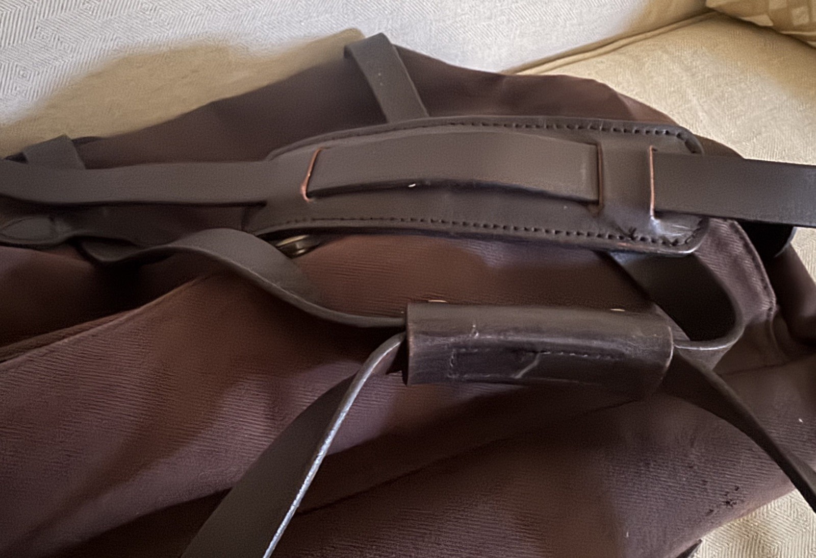 FILSON Dark Brown Twill SMALL Duffle #220 Shoulder Strap Leather Trim 💥