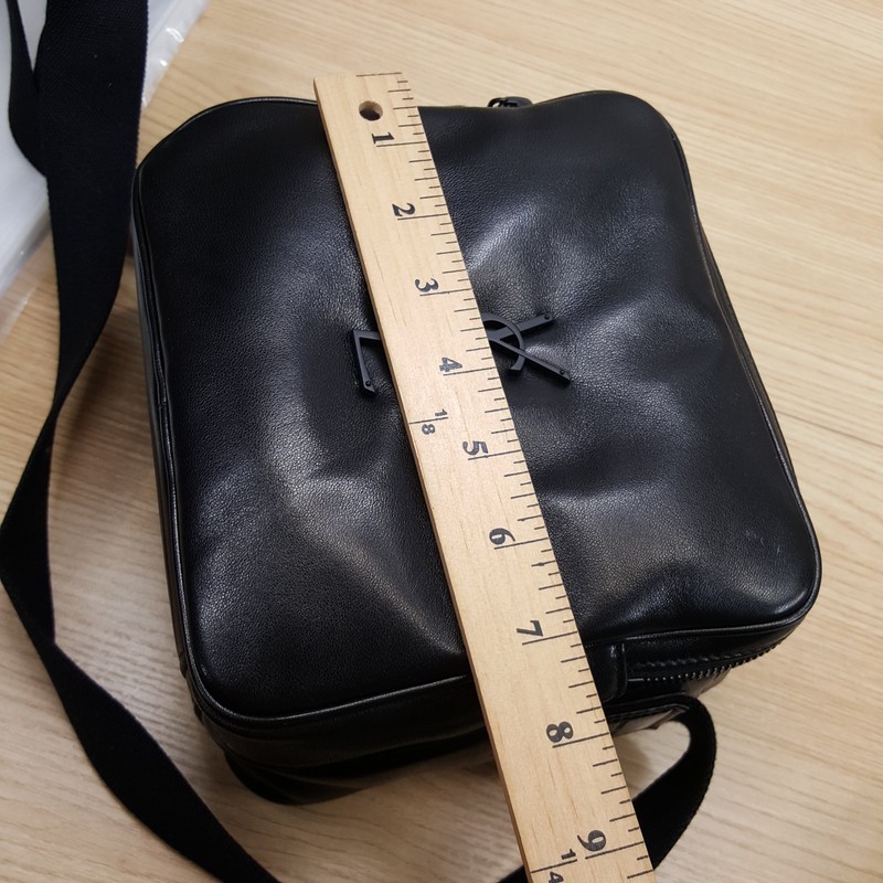 SAINT LAURENT YSL Black Lambskin Leather Niki Cube Crossbody $2000