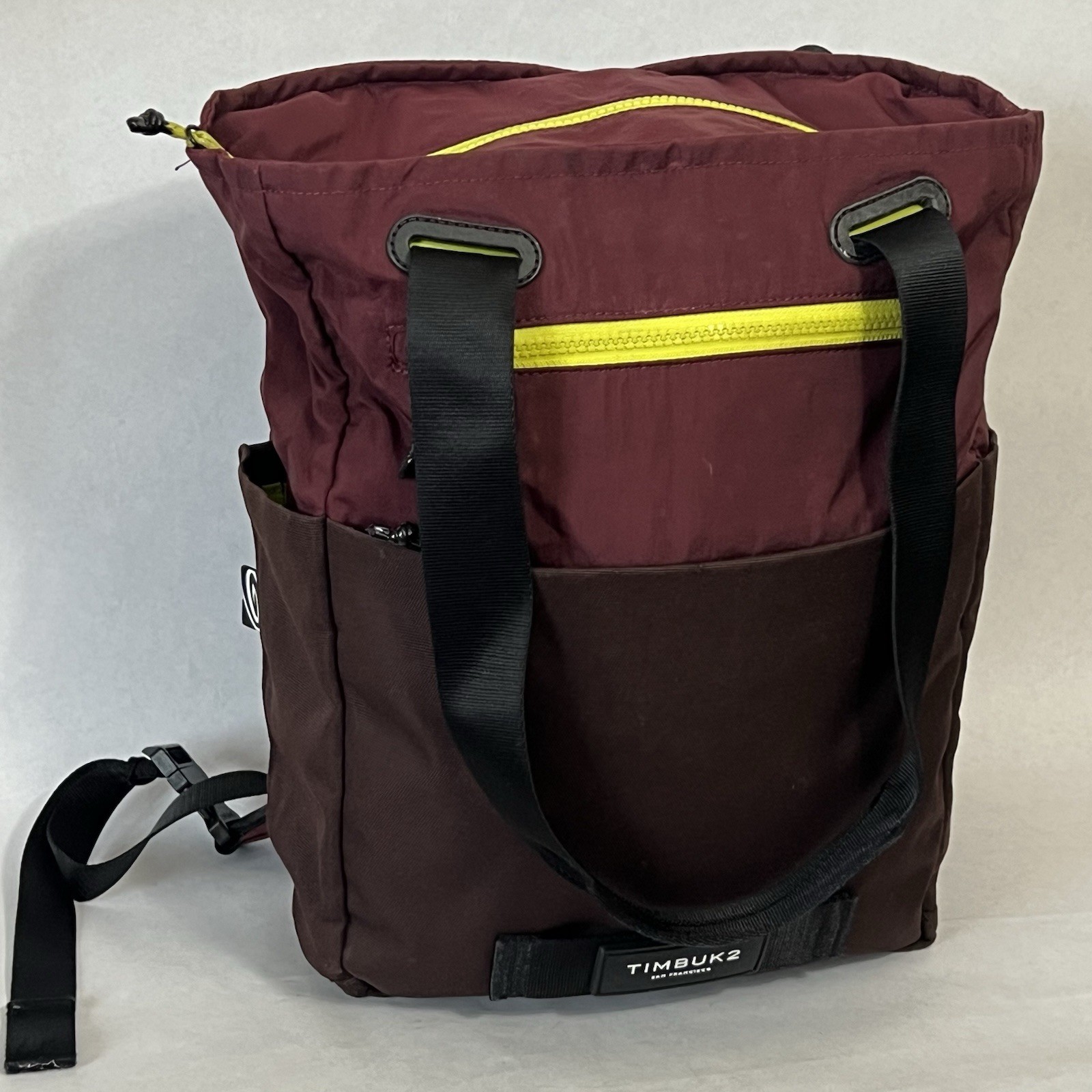 TIMBUK2 Backpack Scholar Tote Pack OS Brown & Red Zippers.