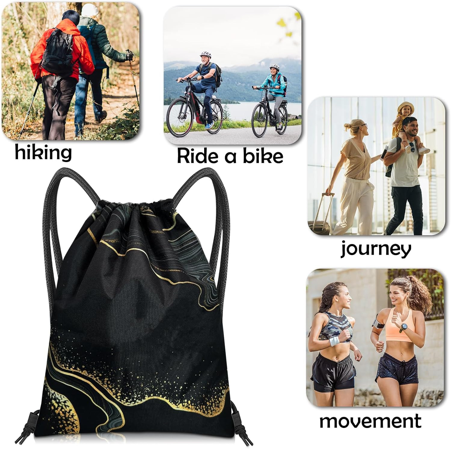Drawstring Backpack Draw String Bag Sports Gym Bags Waterproof Cute Aesthetic Sa