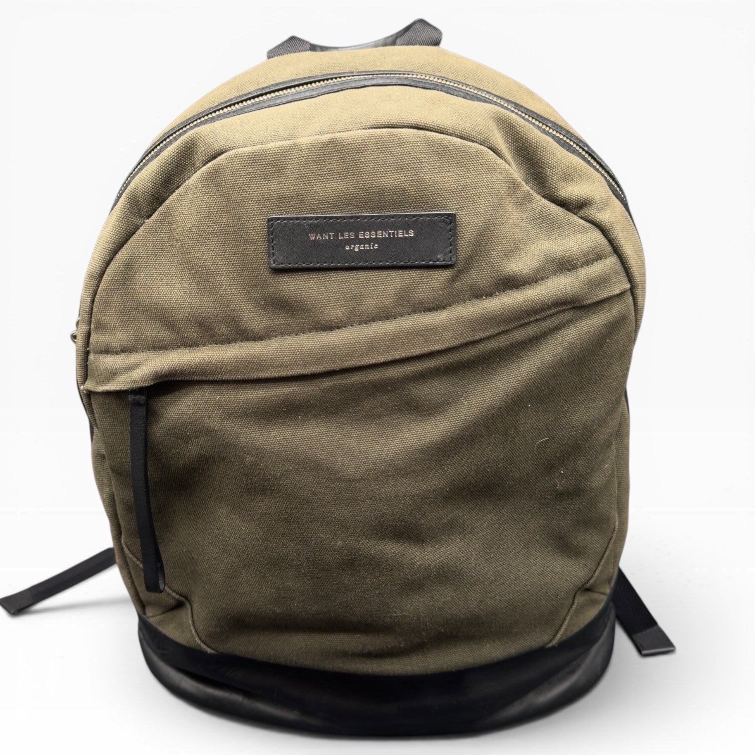 WANT Les Essentiels Kastrup Backpack Olive Green Organic Canvas Leather Trim