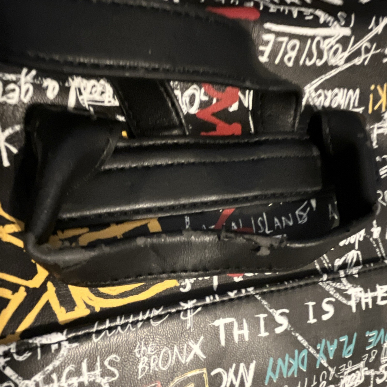 DKNY Graffiti Print Backpack Black/Multicolor Zip Adjustable Straps Pockets