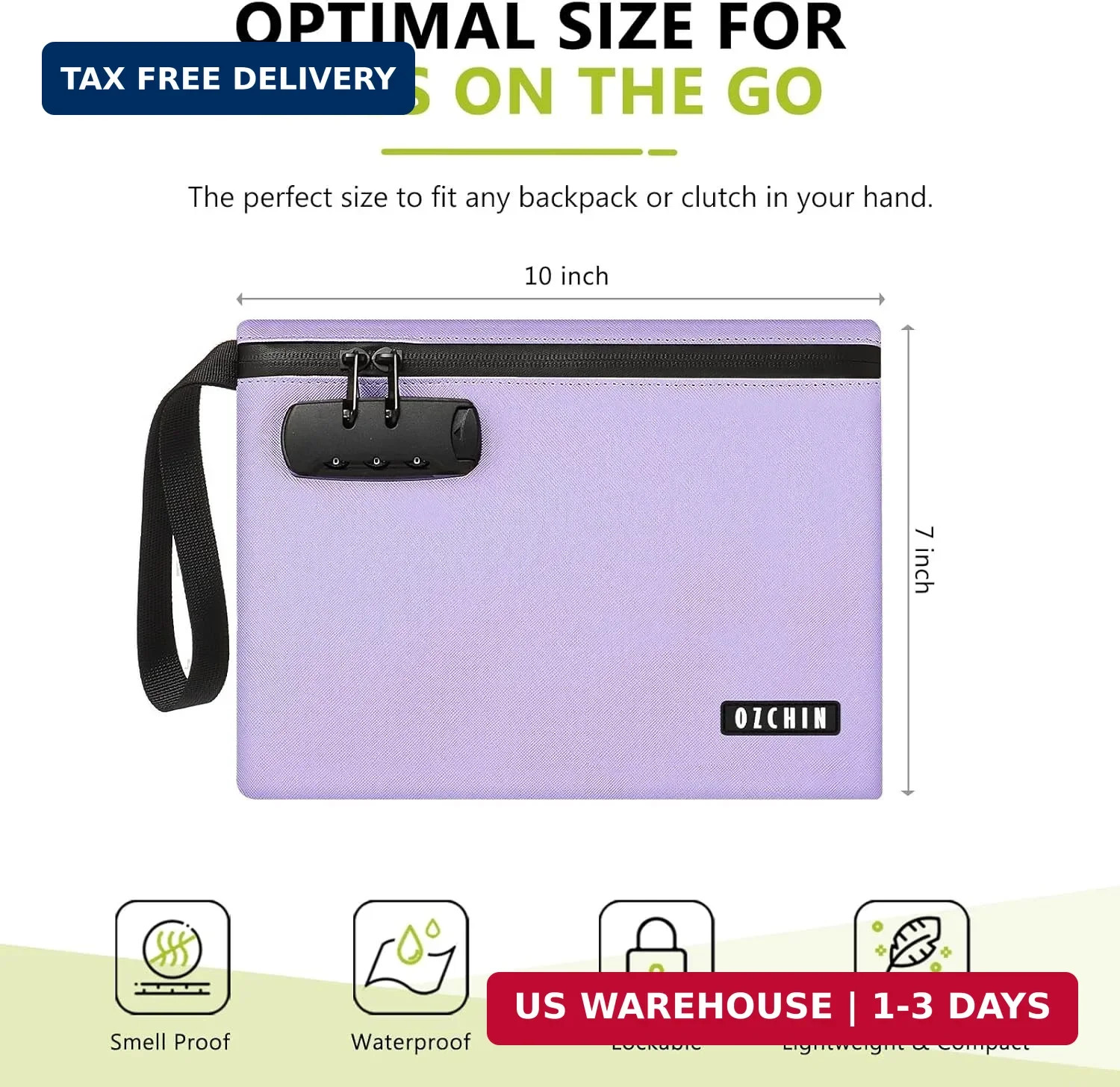 OZCHIN Smell Proof Bag with Combination Lock 10 X 7 inchs Locking Bag PU Leather