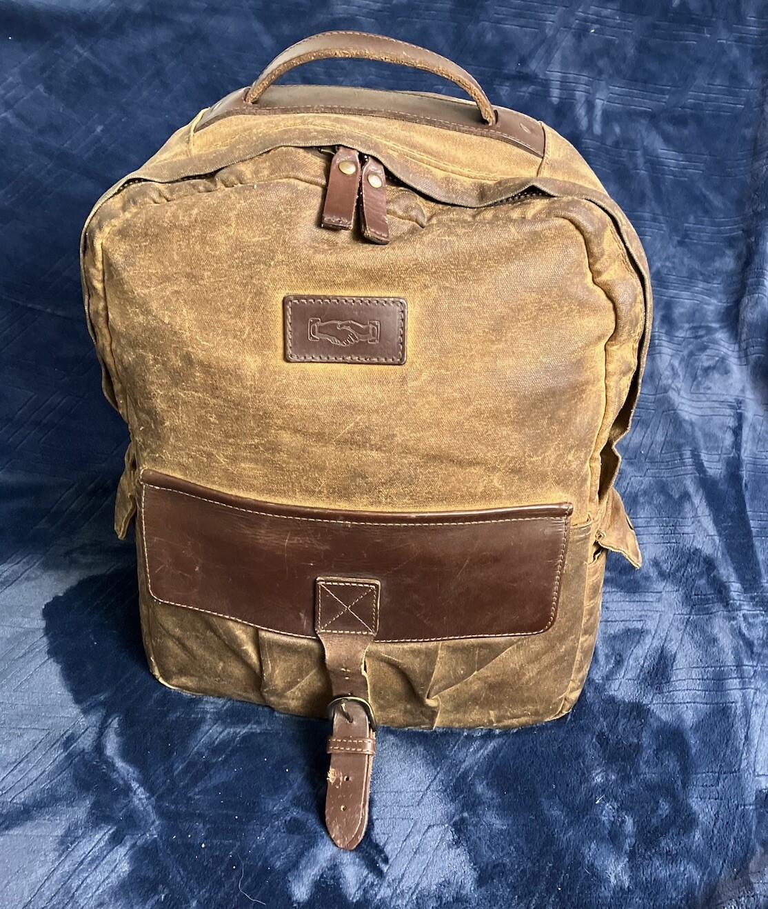 Mission Mercantile Backpack Waxed Canvas Leather Large Laptop Day Bag ISSUES