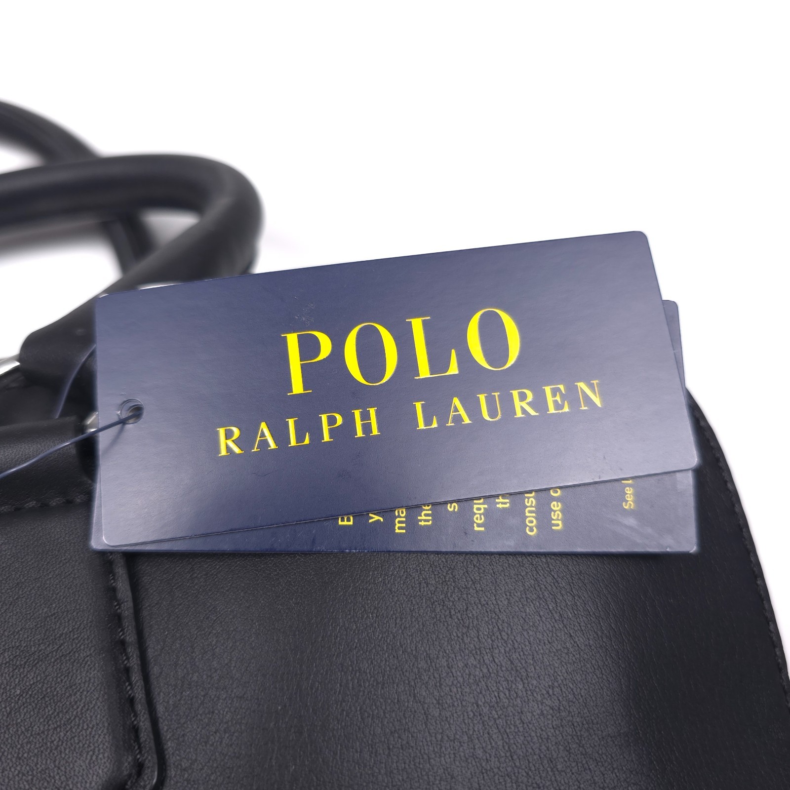 Polo Ralph Lauren Smooth Leather Black Commuter Bag Mens Authentic