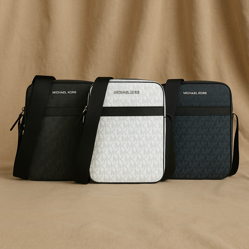 Michael Kors Cooper Men Signature Logo Shoulder Crossbody Flight Bag Variation
