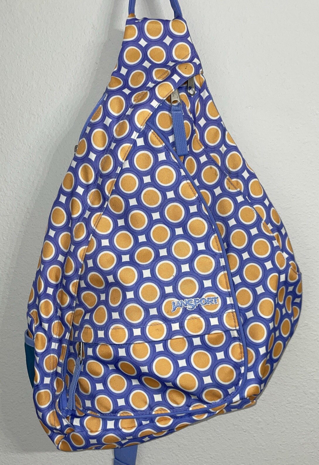 JanSport Sling Single Strap Backpack One Shoulder Bag Adjustable—Blue Yellow