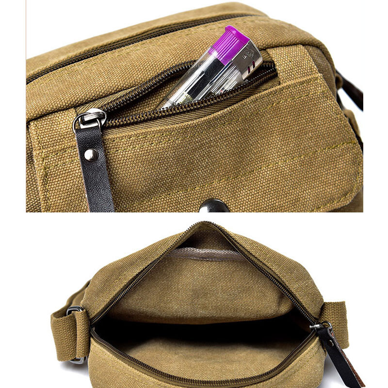 Mens Canvas Messenger Bag Durable Shoulder Crossbody School Bag for Teenage Boy