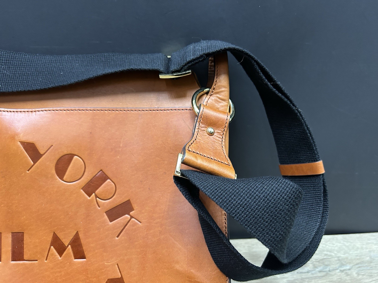 Vintage New York Film Academy Genuine Leather Cognac Portfolio Messenger Bag