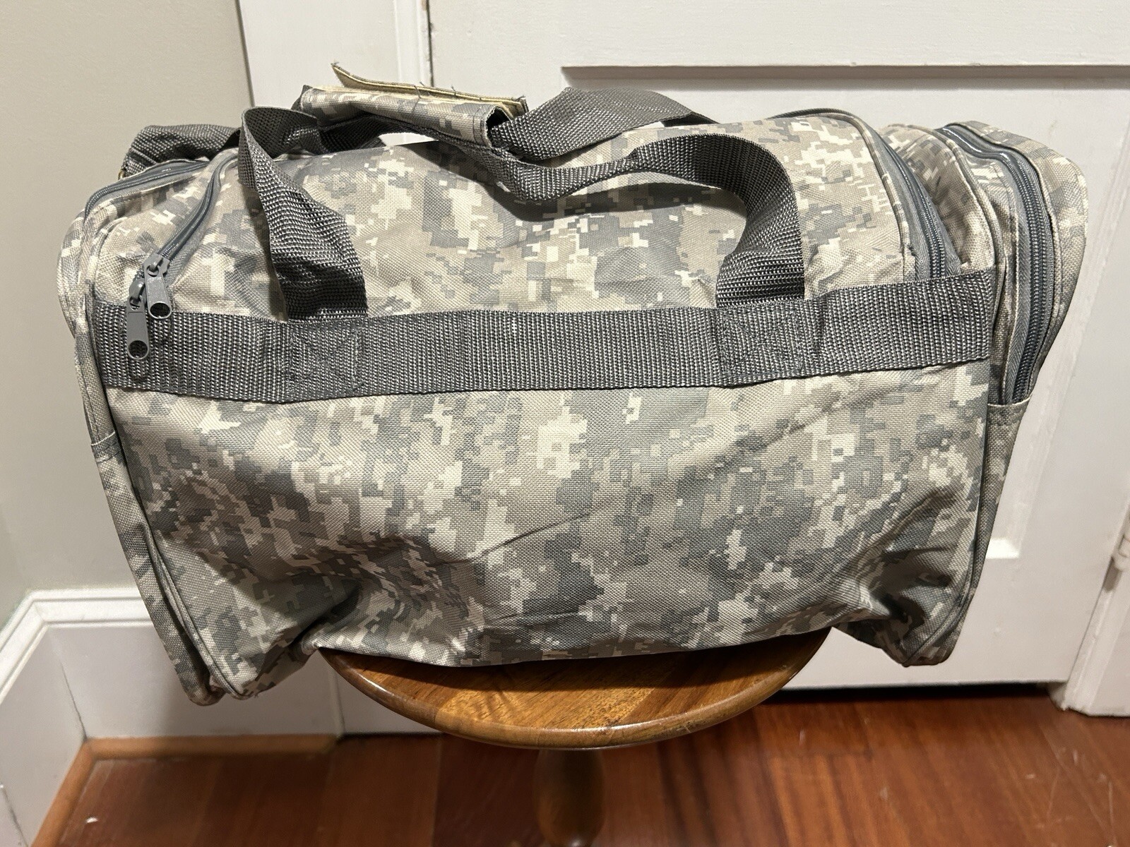 Vintage Digital Camouflage N.R.A. Duffel Bag American Flag Embroidery 14x9x8 in.