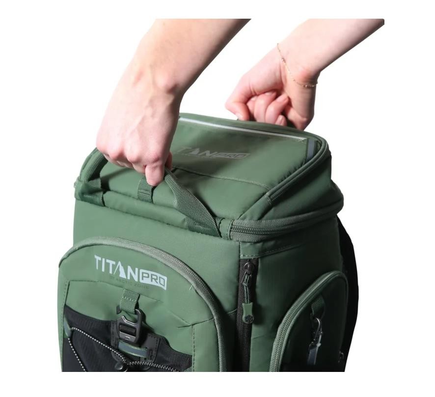 Titan PRO Backpack Cooler Green 26-Can Ice Walls Pockets Insulated Compartments