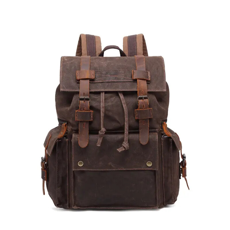 Waterproof waxed canvas back pack, rugged, strong, 13 x 6.3 x 17,