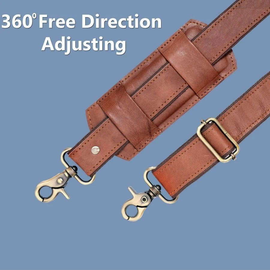 Adjustable 60-Inch Real Leather Bag Replacement Shoulder Strap Comfort Fit Padde