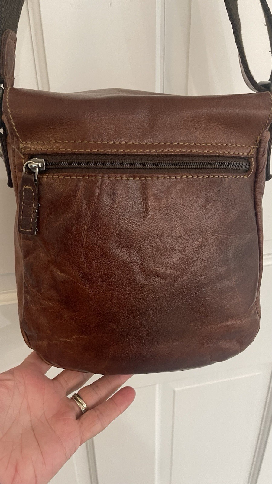 Jack Georges vintage Brown Leather Messenger Bag 9×9