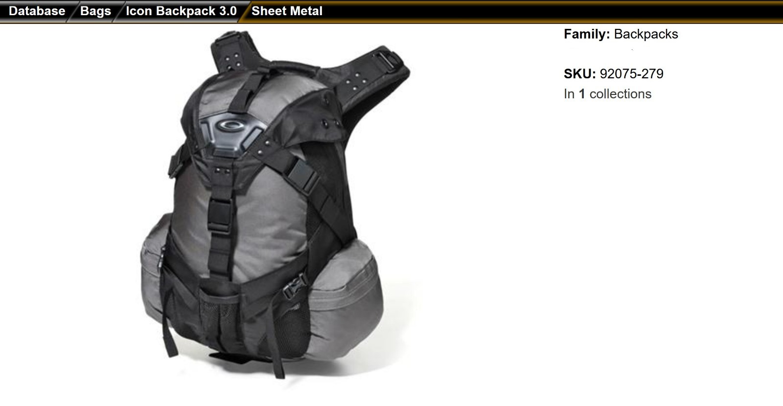 New Never Used OAKLEY ICON PACK 3.0 BACKPACK 92075A-279 Sheet Metal