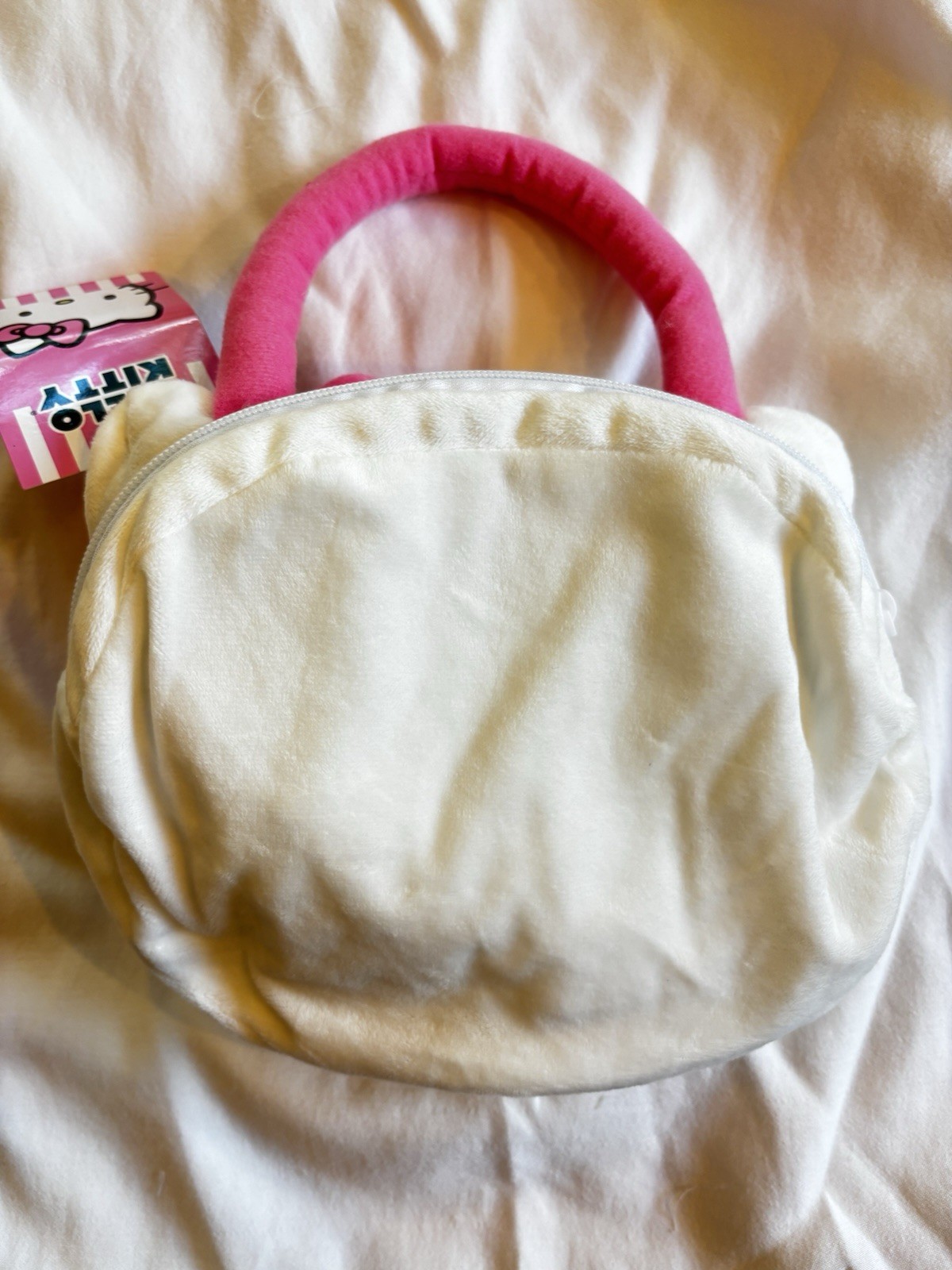 Hello Kitty Face Shaped Plush Handbag White