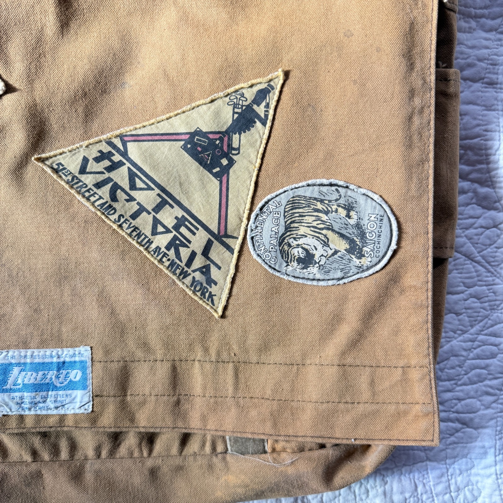 Vintage Liberto Canvas Messenger Shoulder Bag Commemorative Utility w/ Patches