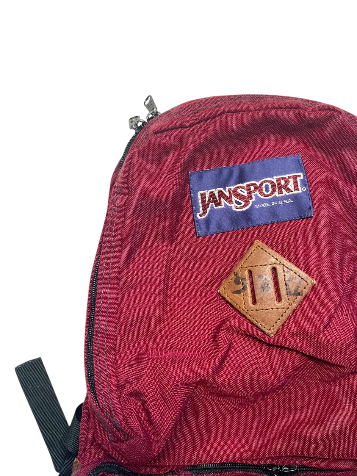 Vtg 90s JANSPORT Red/Brown LEATHER-PATCH HIKE BACKPACK Outdoor Gear School Bag