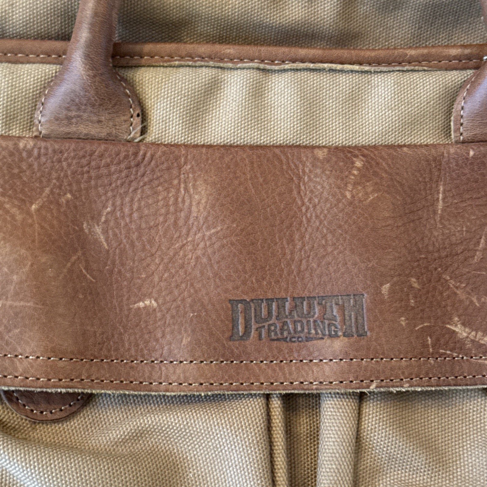 Duluth Trading Company Superior Street Fire Hose Briefcase Brown Canvas Leather