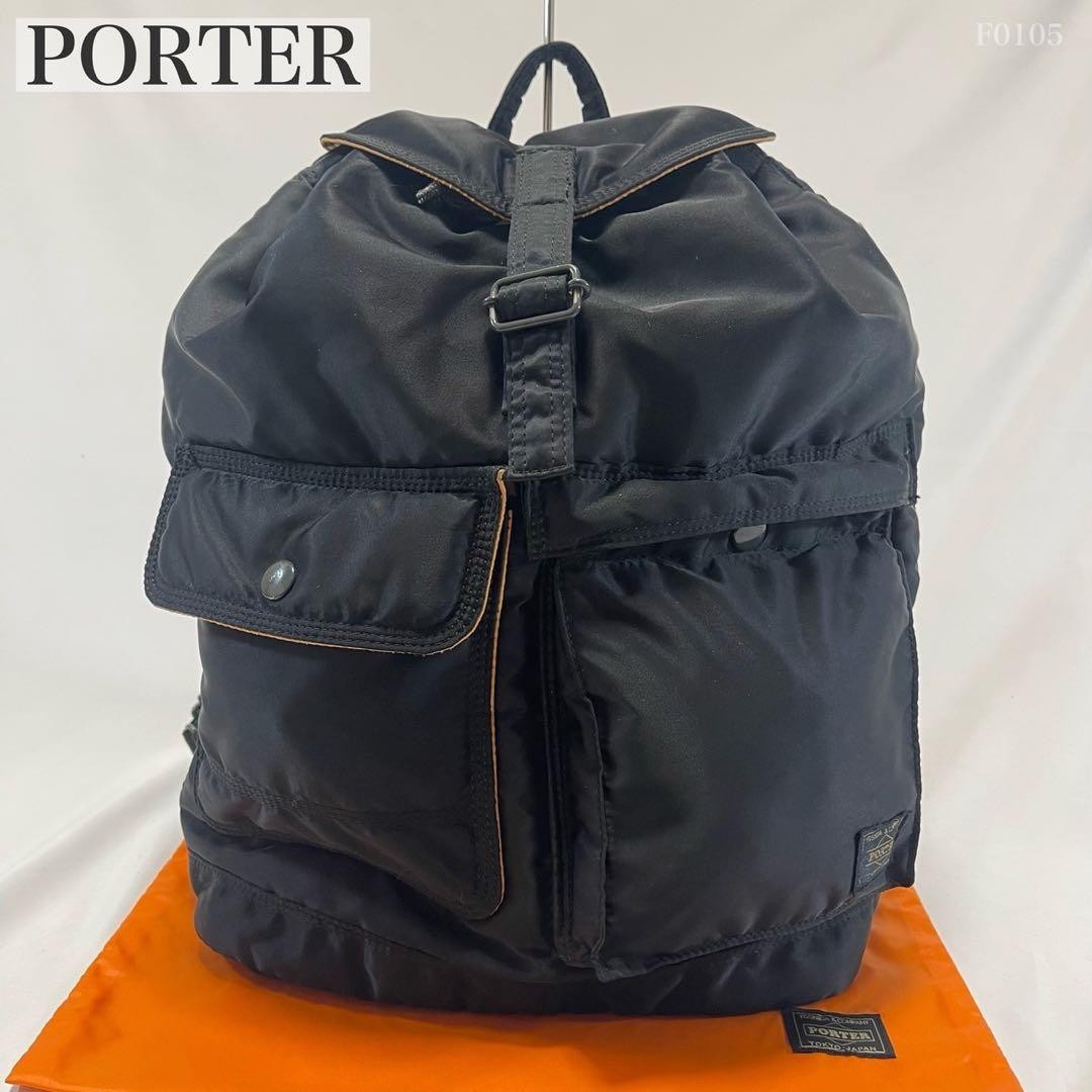 PORTER TANKER Backpack Nylon Black Used 37.5cm 28 to 32cm Authentic