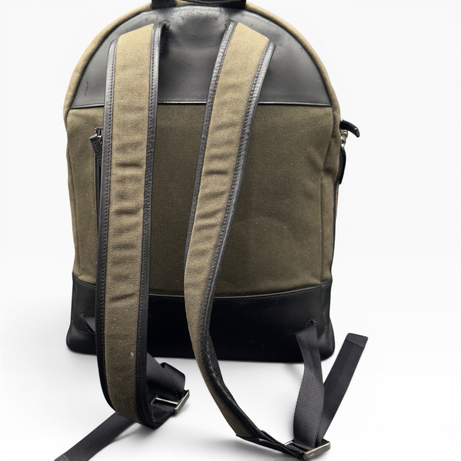WANT Les Essentiels Kastrup Backpack Olive Green Organic Canvas Leather Trim
