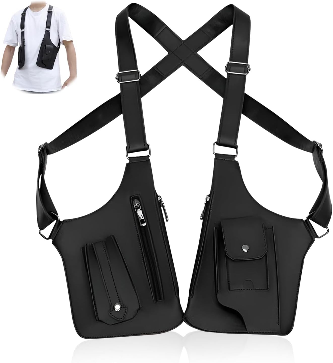 Underarm Shoulder Satchel for Men, Double Shoulder Armpit Bag, Anti-Theft Design
