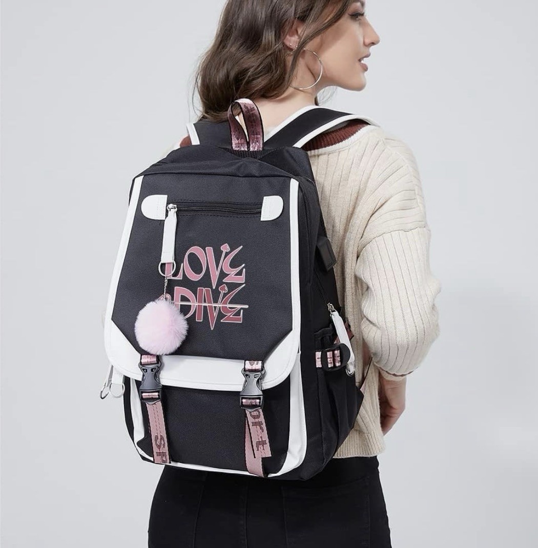 Kpop IVE Love Dive Backpack College Bag School Bag Bookbag with USB 15.6 In