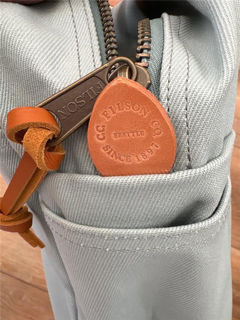 Filson Rugged Twill Tote Bag with Zipper Leather Cotton Lake Green USA Made