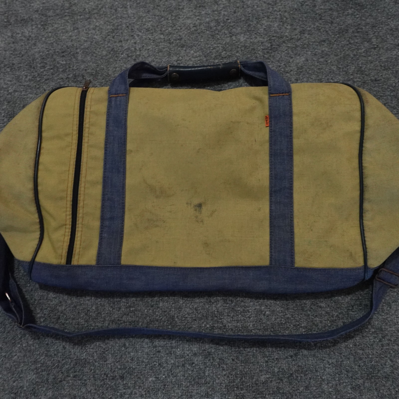 Vintage Levis Bag Orange Tab Tan Blue Denim Canvas Gym Carry Duffle 1970s Rare