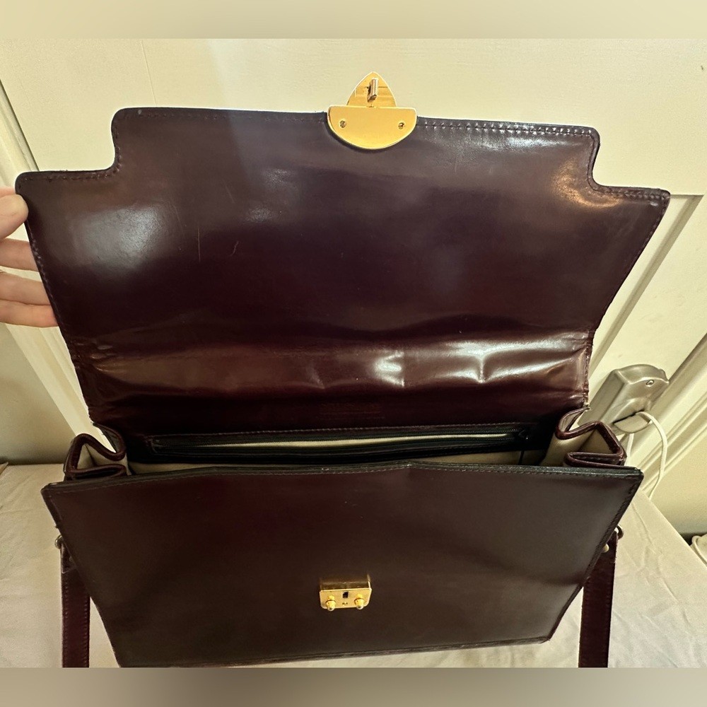Schlesinger Full Grain Cowhide Burgundy Leather Briefcase Satchel Made in USA