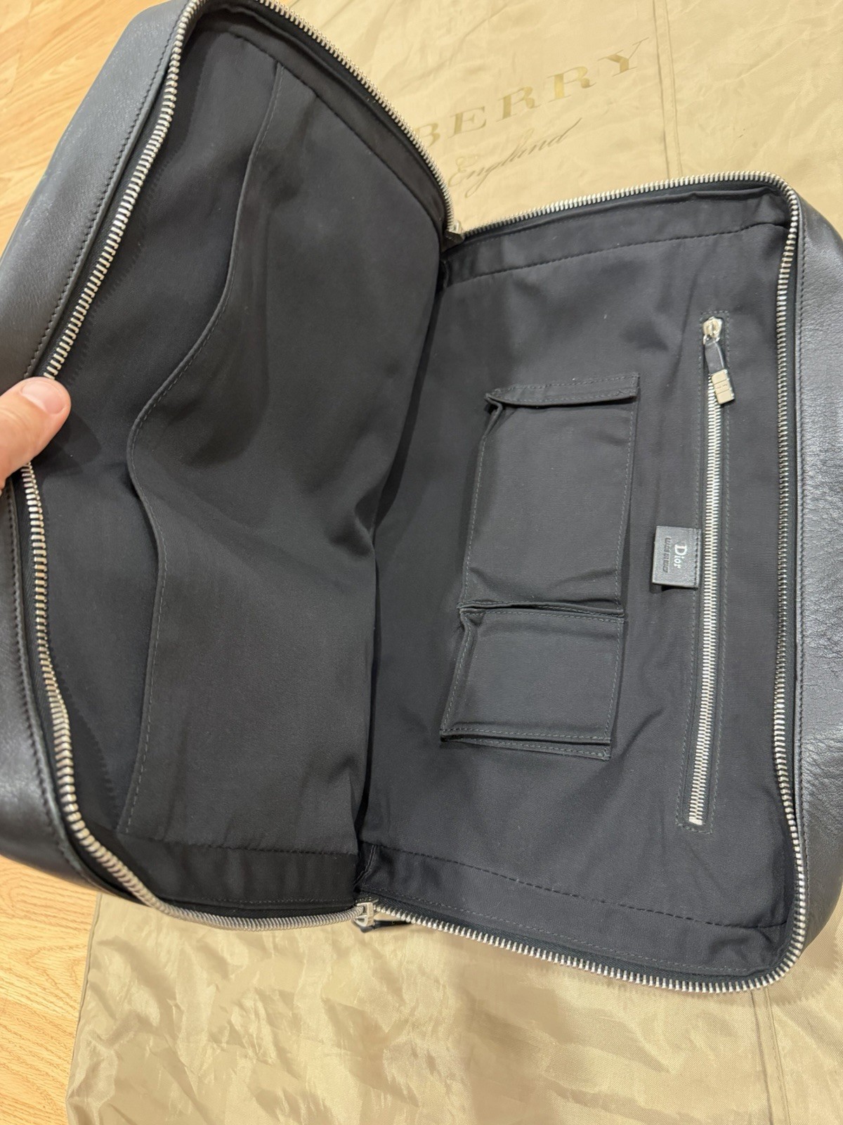 Dior Homme Pleated Black Lambskin Leather Top Handle