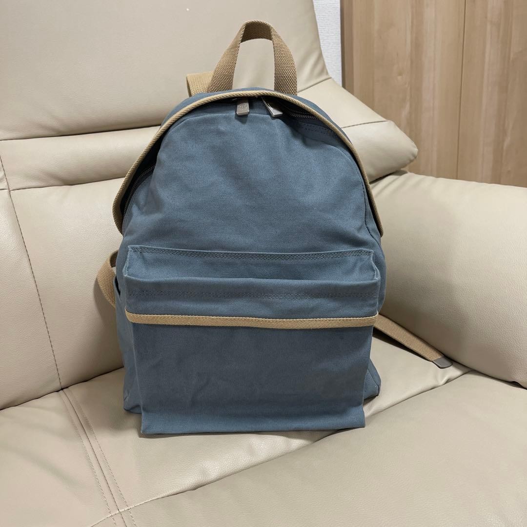Shinzaburo canvas Backpack backpack blue gray x beige