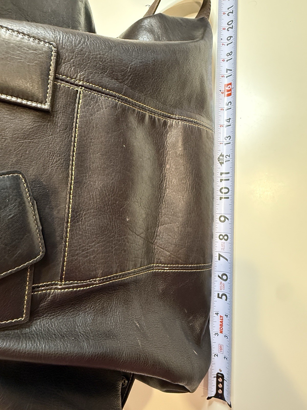 Kenneth Cole Dark Brown Genuine Leather Duffle Weekender Travel Bag Vintage Y2K