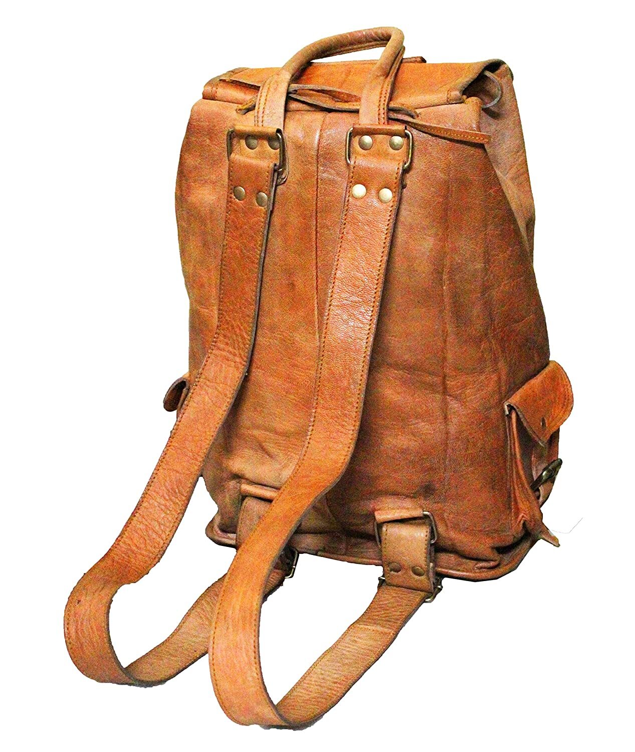 20″ Luxury Leather Backpack Bag Laptop Rucksack Vintage Genuine Travel Men