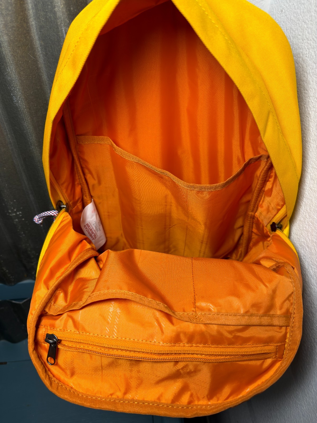 American Tourister UpBeat Backpack Yellow Canvas School Commute Bag Retro Travel