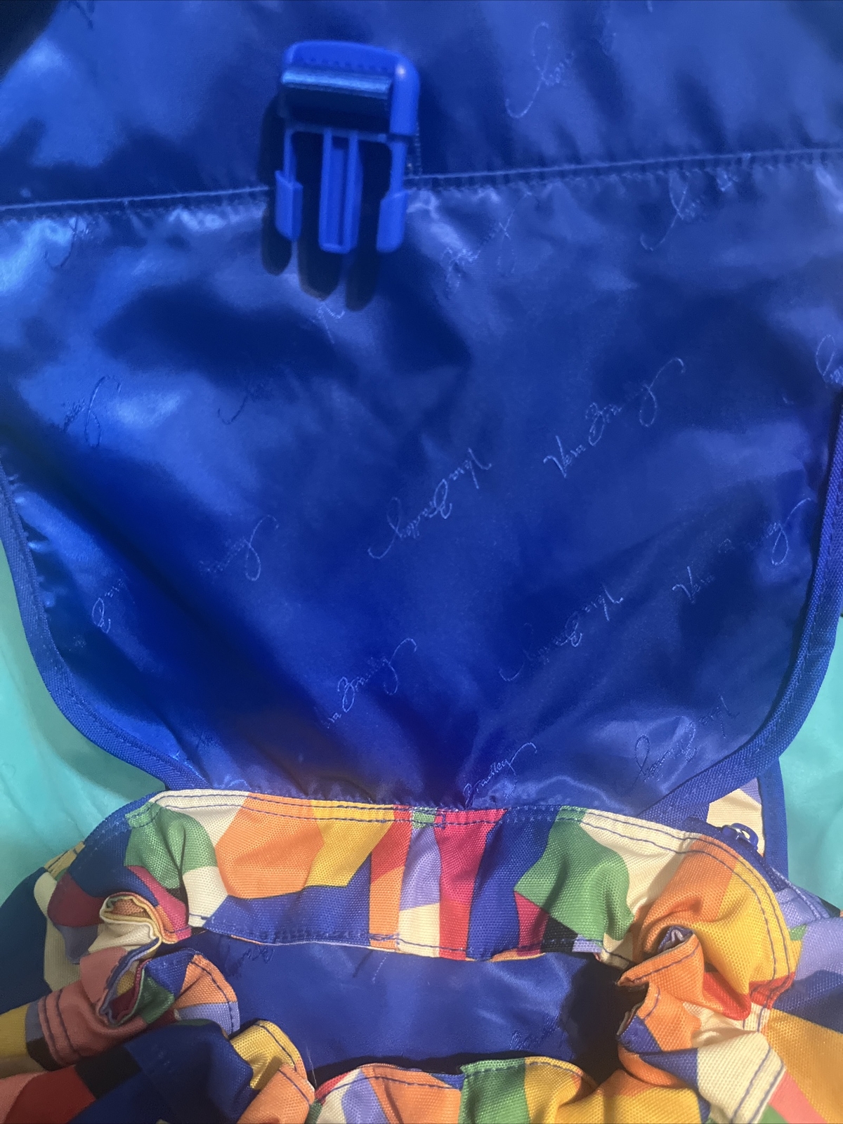 Vera Bradley Lighten Up Drawstring Backpack Pop Art Multicolor EUC Rare