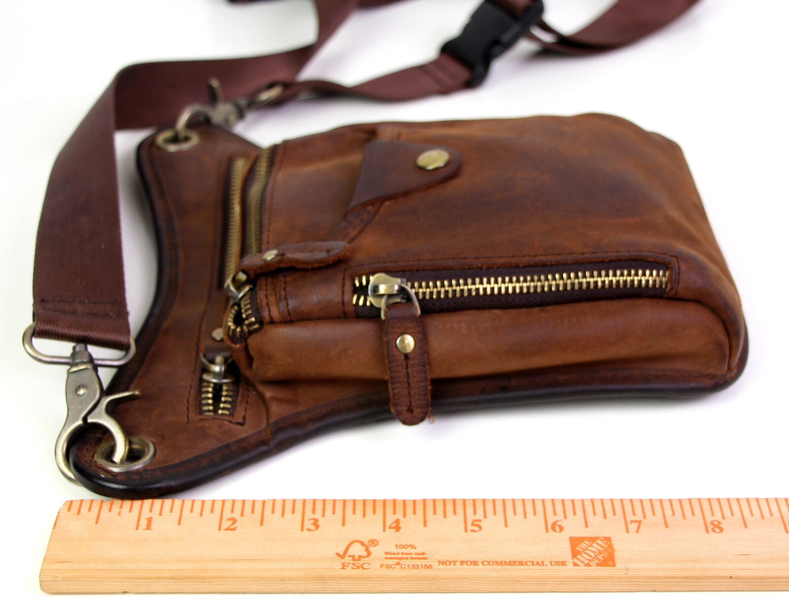 HandCrafted BROWN GENUINE LEATHER MEDIUM SHOULDER BAG X-BODY MESSENGER BELT BAG