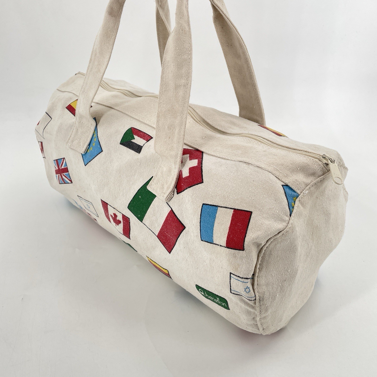 Rare Vintage 80s Benetton Olympic Global Country Flag Print Small Duffle Bag