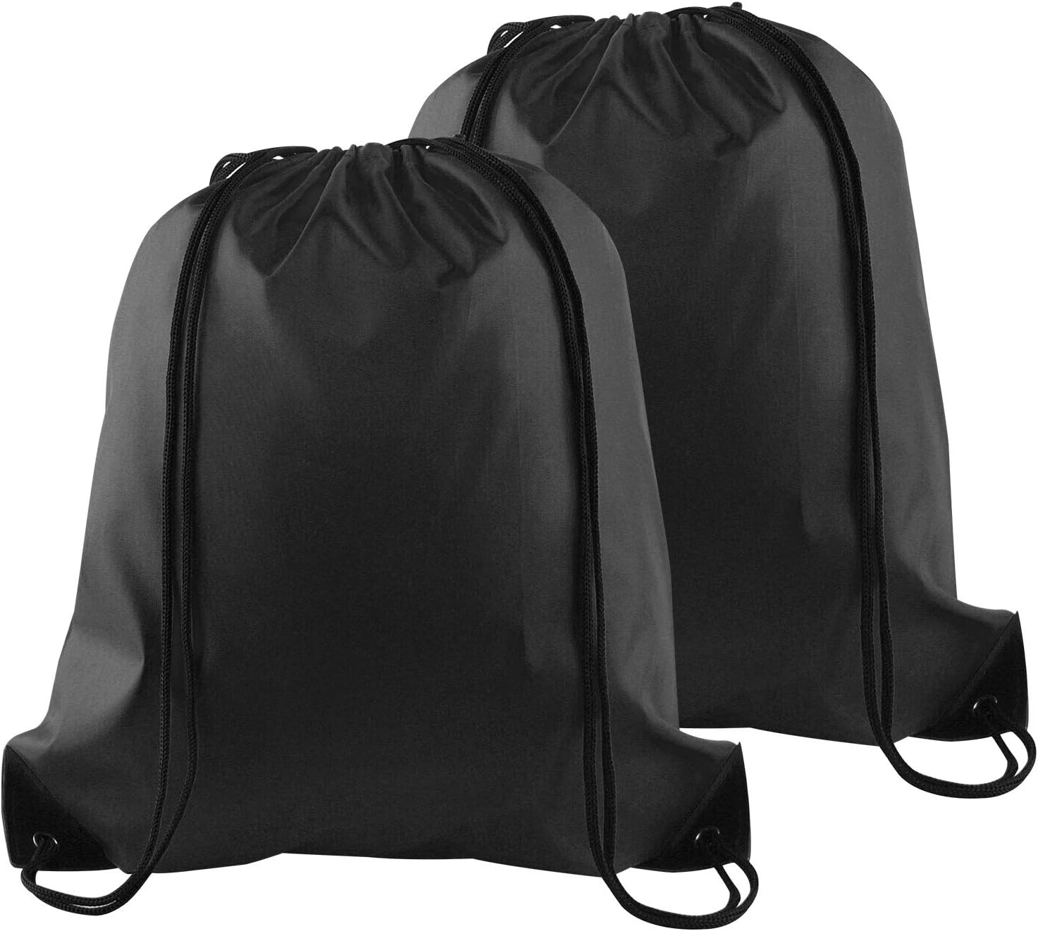 2Pzs Mochilas de Cuerda Deportivas Negras para Escuela Gimnasio o Viaje