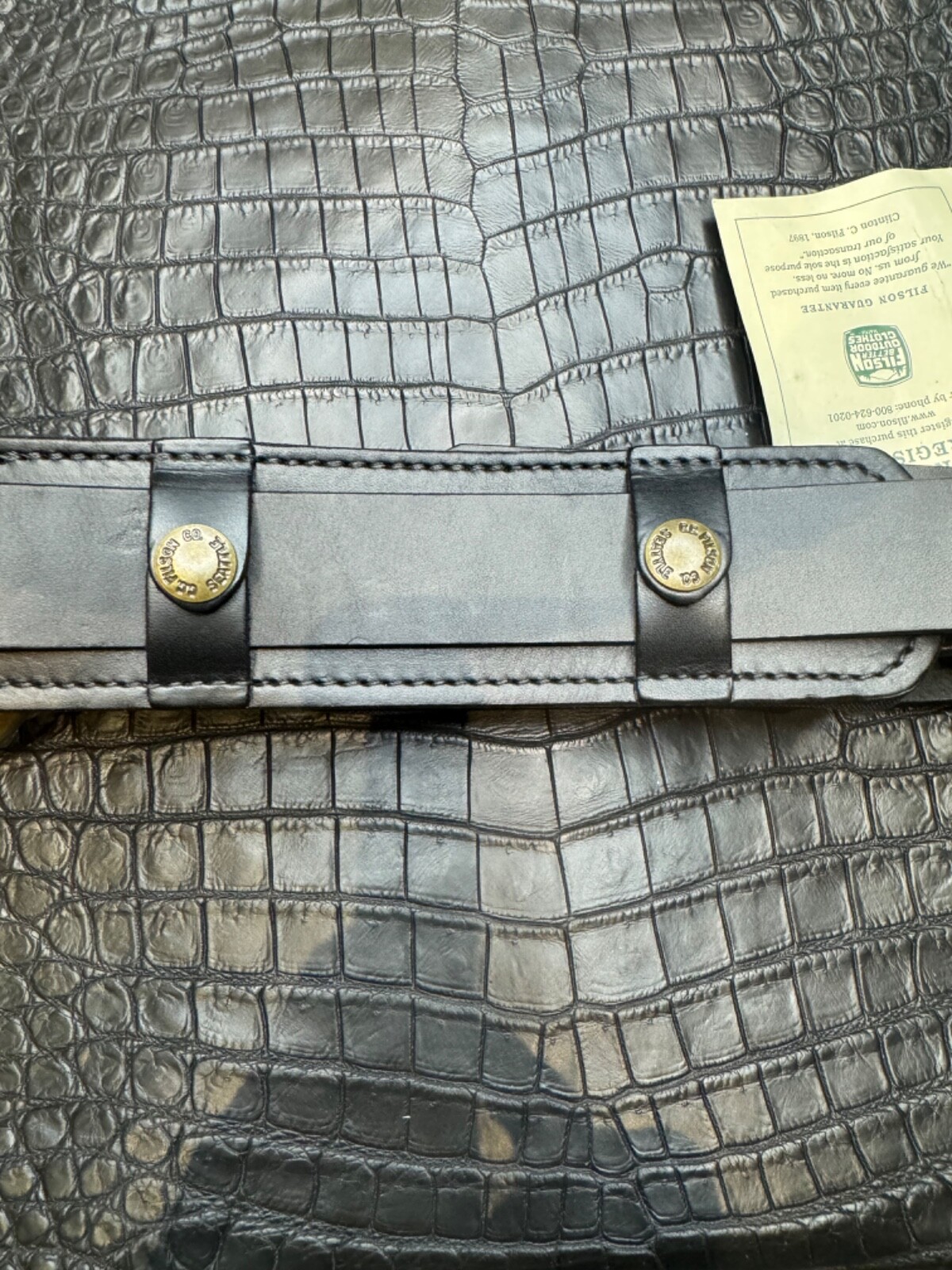 Filson Leather Shoulder Strap MADE IN USA Black Bridle Brass Adjustable Vintage